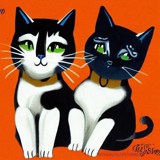 Image similar to cats in the style of adrien girod