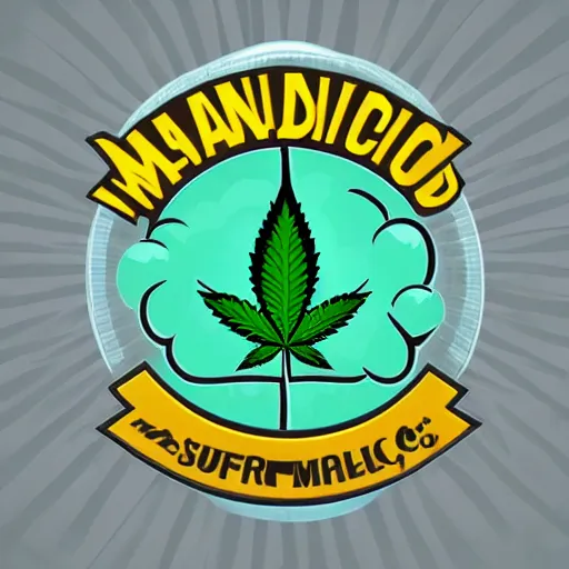 Image similar to logo for cannabis company with amazing powers, colorful mantric super hero, buddah