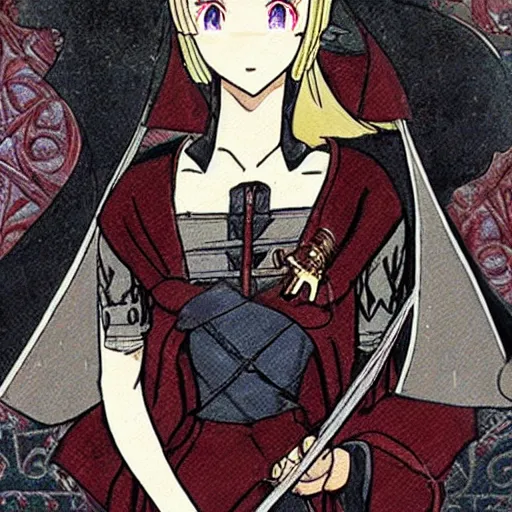 Image similar to beautiful medieval anime girl