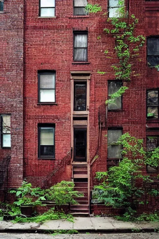 Image similar to (((((a ramshackle manhattan brick brownstone deep in the forest))))) by Hethe Srodawa!!!!!!!!!!!!!!!!!!!!!!!!!!!