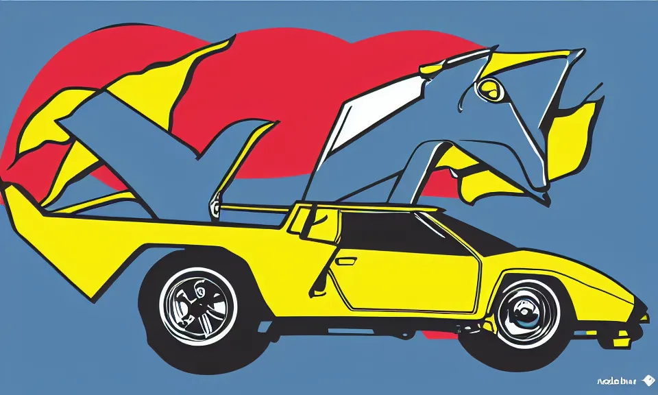 Prompt: pop art illustration of a lamborghini, adobe illustrator