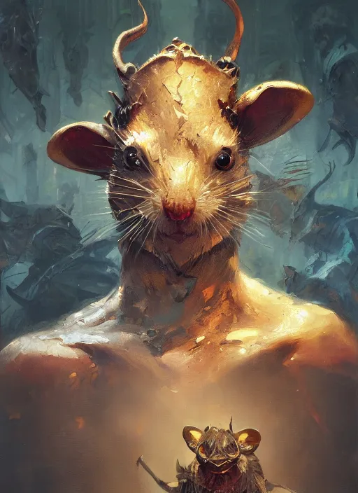 Image similar to Oil painting of a rat, portrait, D&D, Magic The Gathering, by Craig Mullins, Nekro, Victo Ngai, centered, symmetrical, 8k, sharp focus