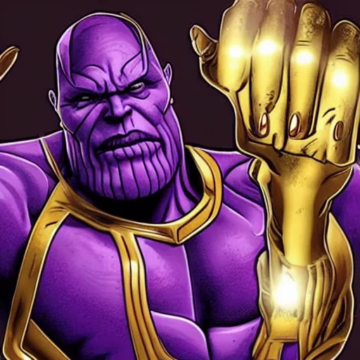 Prompt: photo of thanos wearing a kitchen morto