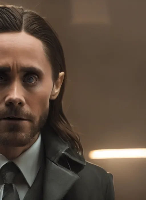 Image similar to film still of Jared Leto as James Gordon in Gotham, 4k