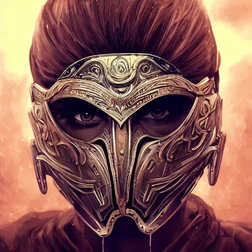 Image similar to Very very very very highly detailed epic photo of face with venetian mask, intricate, dystopian, sci-fi, extremely detailed, digital painting, artstation, concept art, smooth, sharp focus, illustration, intimidating lighting, incredible art by Artgerm