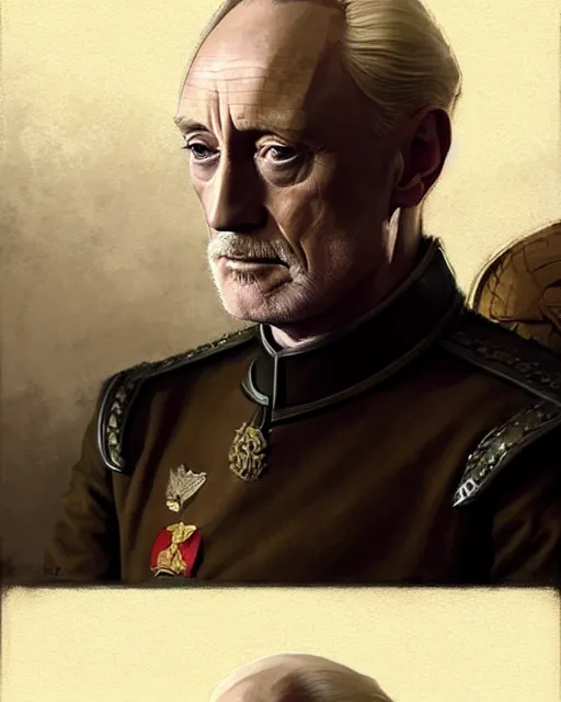 Prompt: tywin lannister discusses war strategy with his military advisors, council chambers, game of thrones | | realistic shaded, fine details, realistic shaded lighting painting by greg rutkowski, diego gisbert llorens, magali villeneuve, artgerm, jeremy lipkin, michael garmash, rob rey