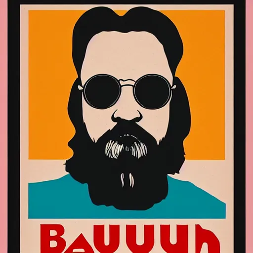 Prompt: Bauhaus poster of the dude from the big lebowski