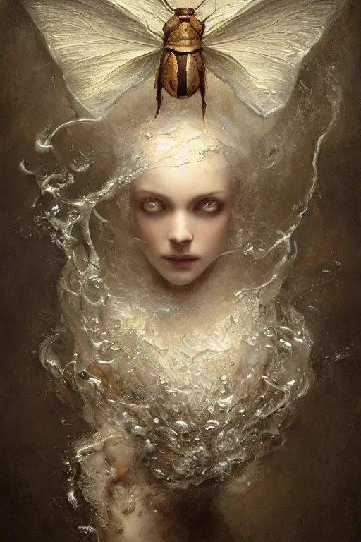 Prompt: breathtaking detailed soft painting of a moth with white water splash, whip cream and milk flowing everywhere, frosting on head, bones stained glass, rembrandt style, elegant, highly detailed, artstation, concept art, matte, sharp focus, art by casimir art, tom bagshaw, kelogsloops and greg rutkowski