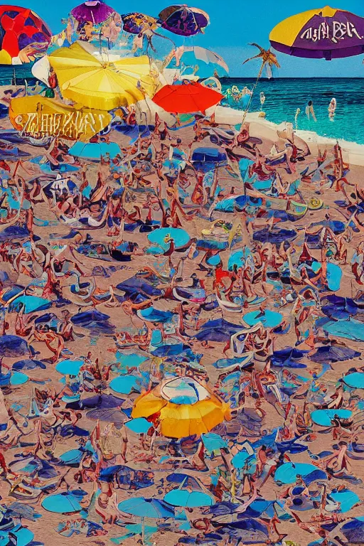 Image similar to death metal beach party, colour photograph, sunny day, highly detailed