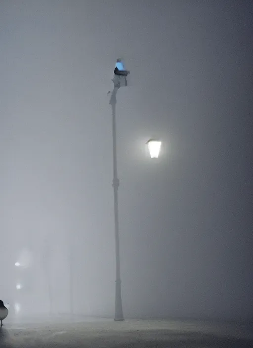 Image similar to close - up of a lonely duck under a street light, fog, still from a movie by bong joon - ho