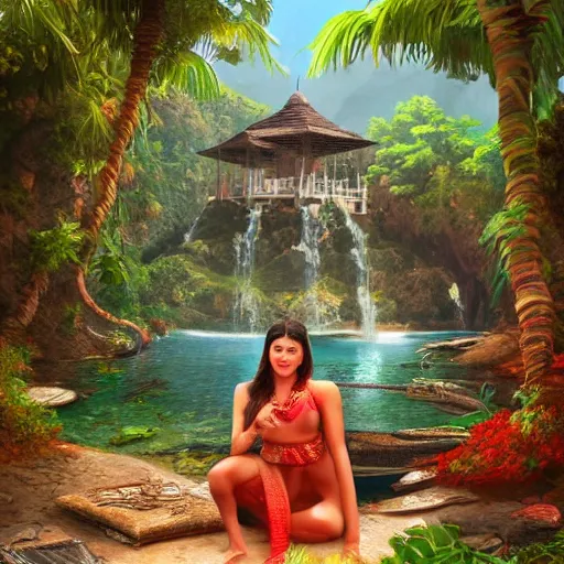 Image similar to UHD closeup of a Photorealistic Bollywood Gilligan\'s Island by Antonio Caparo and Ferdinand Knab and Greg Rutkowski, UHD, photorealistic, trending on artstation, trending on deviantart