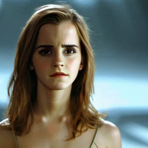 Prompt: beautiful still of Emma Watson in Stargate SG-1 in front of the star gate