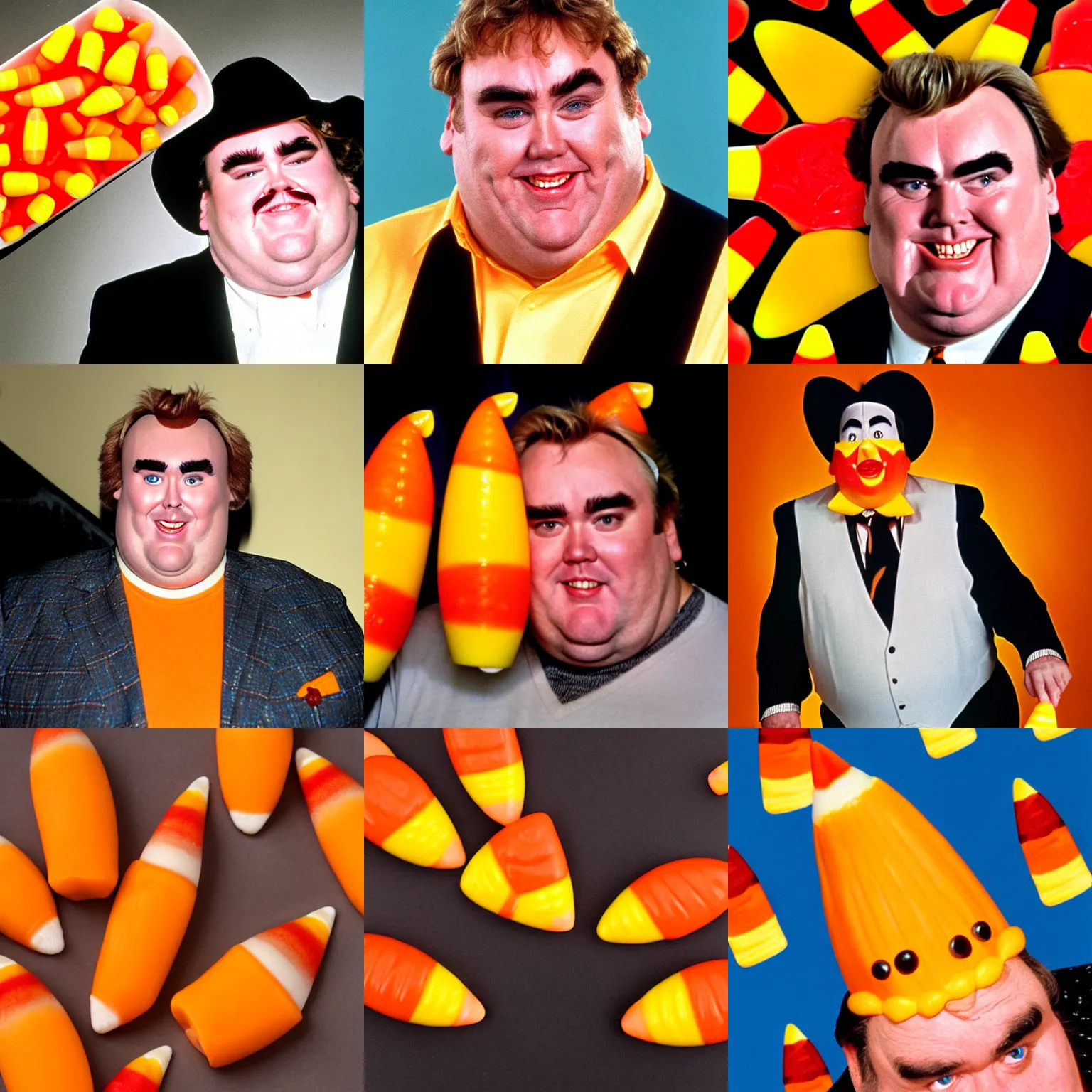 Prompt: john candy, candy corn, john candy corn, john candy face is candy corn