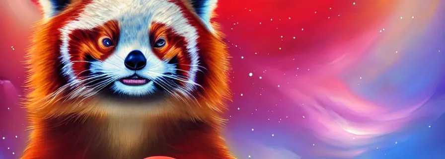 Image similar to red panda by takashi murakami,, beeple and james jean, aya takano color style, 4 k, super detailed, night sky, digital art, digital painting, celestial, majestic, colorful