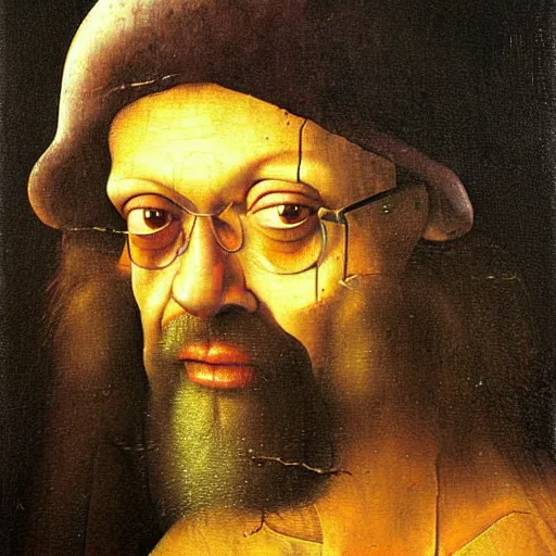 Image similar to terence mckenna portrait painting by hieronymus bosch