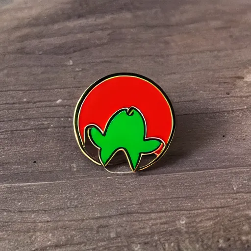 Prompt: simple yet detailed, fire jalapeno flame enamel pin retro design