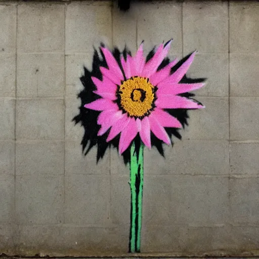 Prompt: banksy as last flower on earth, hyperrealistic, no duplicate content, left align