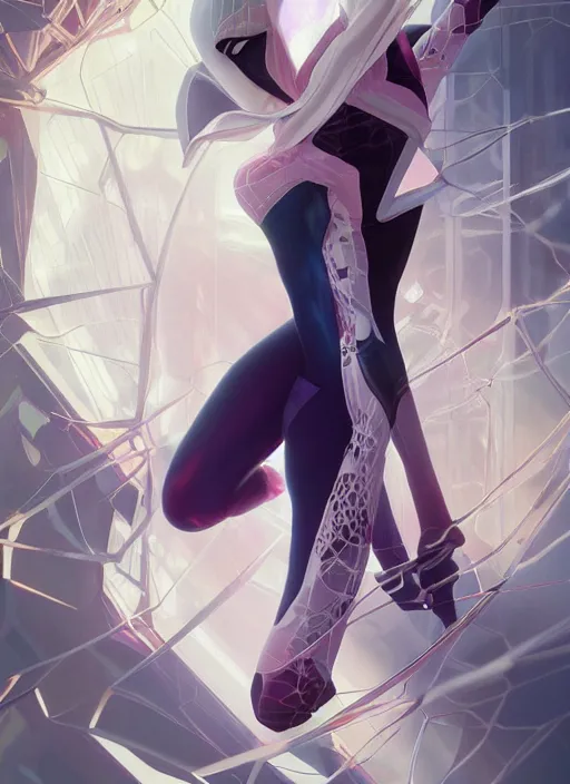 Image similar to ultra realistic illustration, emily clarke as spidergwen anime, intricate, elegant, highly detailed, digital painting, artstation, concept art, smooth, sharp focus, illustration, art by artgerm and greg rutkowski and alphonse mucha and wlop