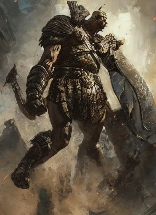 Image similar to ancient historically accurate depiction of the Bible Character Goliath of Gath, the Philistine warrior giant in ancient persian chainmail armor, dramatic lighting art by Yoji Shinkawa by Richard Schmid by greg rutkowski by Sandra Chevrier by Jeremy Lipking cinematic dramatic