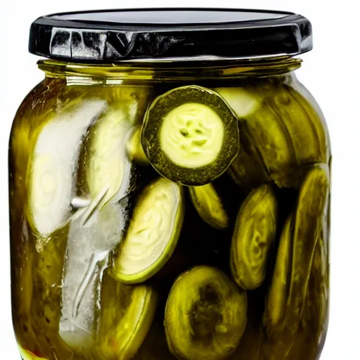 Prompt: police interrogating a jar of pickles