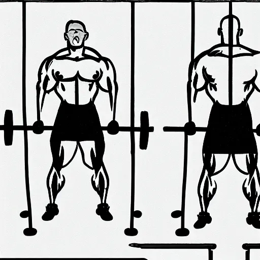 Image similar to drawing of a man doing barbell rows,