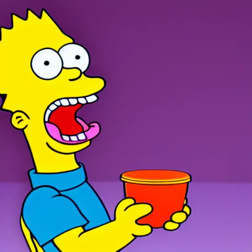 Image similar to Bart Simpson as a real boy eating Fruit Loops, 4K, UE5, 3D, high quality textures, award winning