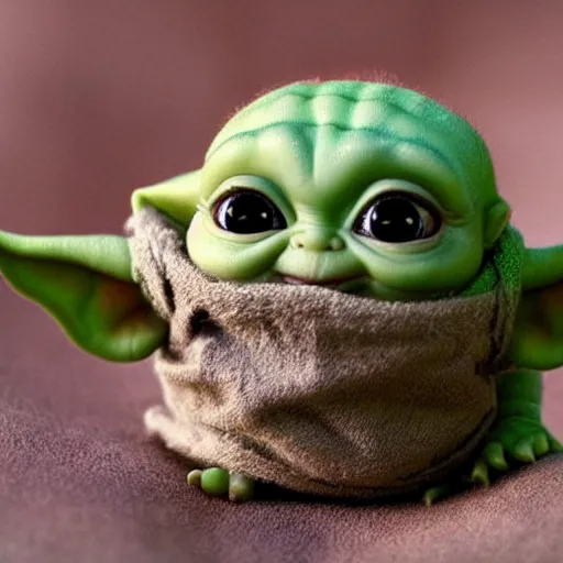 Image similar to a tiny pigmy baby yoda-Shrek Shrek Shrek hybrid in the palm of a person's hand, super cute