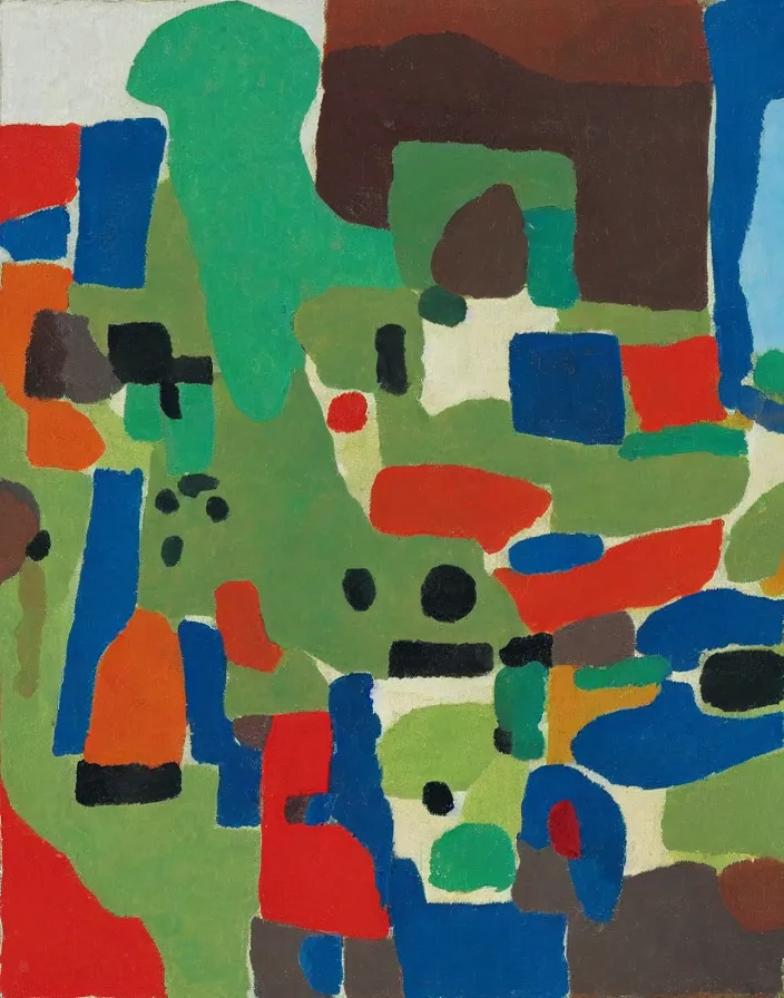 Image similar to a portrait of a character in a scenic environment by Etel Adnan