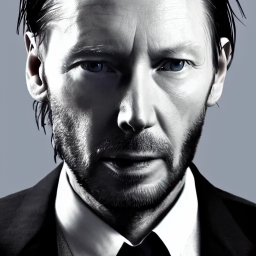 Prompt: thom yorke as john wick professional photo shot