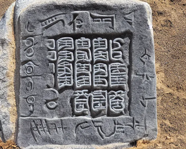 Image similar to photograph of a programming language carved into a stone tablet