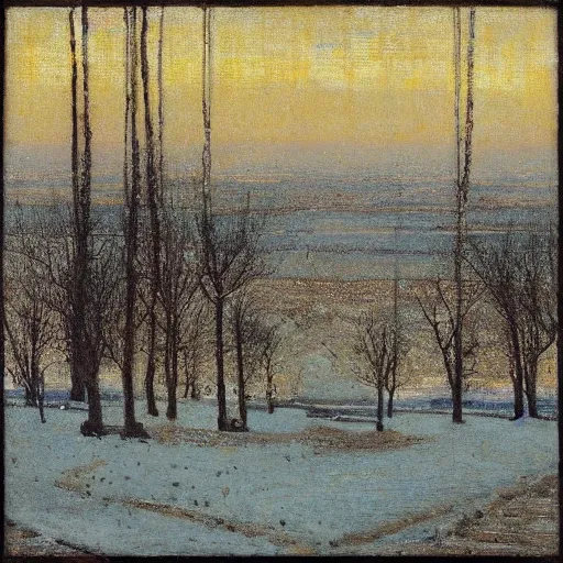 Prompt: mystic winter landscape, cyberpunk by lawrence alma - tadema anni albers