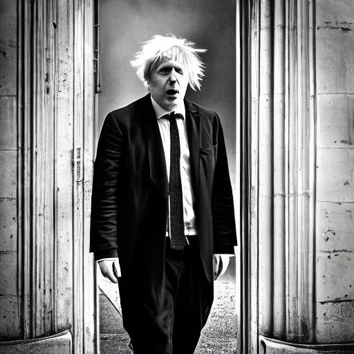 Image similar to Boris Johnson as Hannibal Lecter, morbid, evil, dark photography, realistic, candid street portrait in the style of Rehahn award winning, Sony a7R,