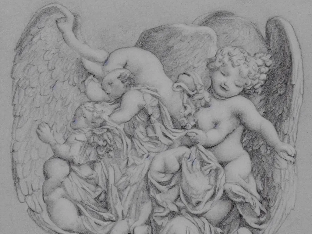 Prompt: cherub angel representation drawing