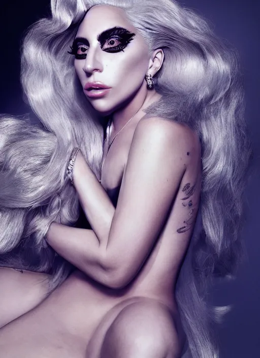 Image similar to lady gaga photoshoot by nick knight editorial studio lighting Highly realistic. High resolution. Highly detailed. Dramatic. 8k.4k.