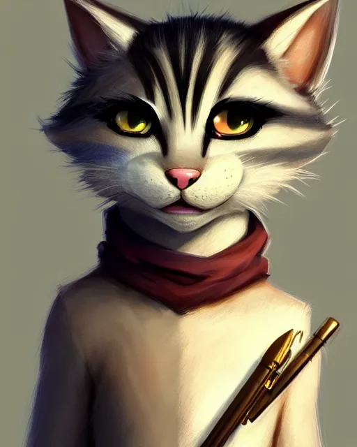 Image similar to character concept art of a young male anthropomorphic furry cat | | cute - fine - face, pretty face, key visual, realistic shaded perfect face, fine details by stanley artgerm lau, wlop, rossdraws, james jean, andrei riabovitchev, marc simonetti, and sakimichan, trending on artstation