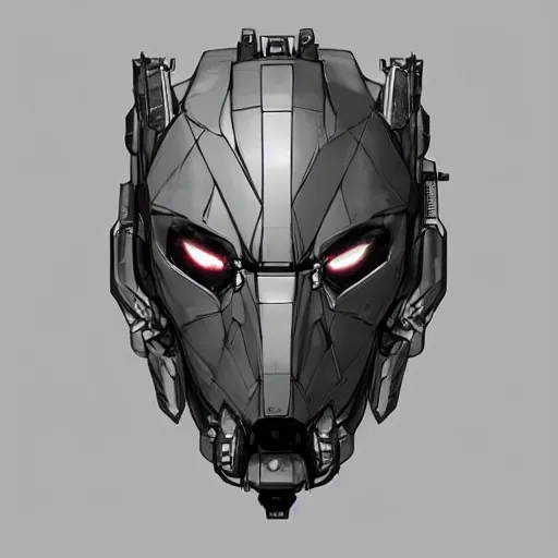 Prompt: a mech version of a face with nose piercing, no irises, very symmetrical face, highly detailed, by vitaly bulgarov, by yoji shinkawa, by hideo kojima, by joss nizzi, by ben procter, by steve jung, metal gear solid, transformers cinematic universe, conceptartworld, pinterest, artstation, unreal engine