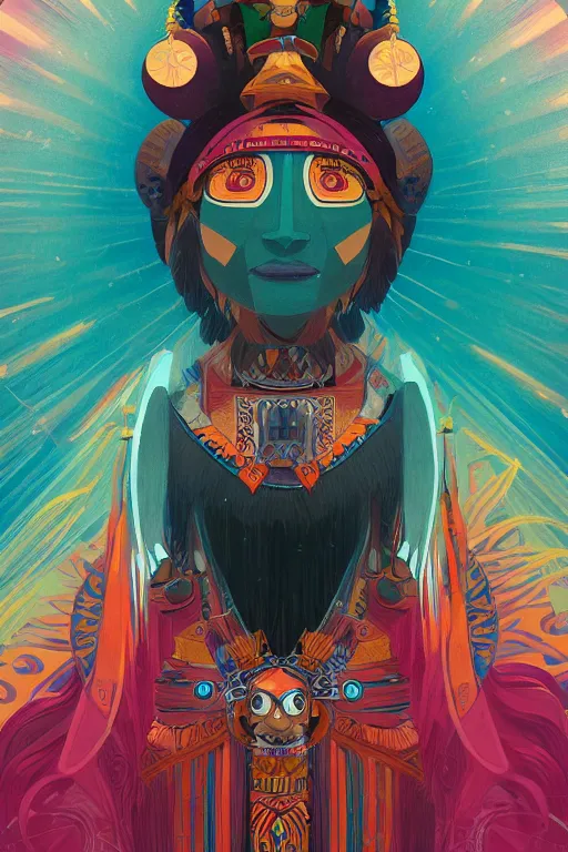 Image similar to Hopi kachina, symmetrical features, cinematic lighting, soft bokeh, fantasy, modern, colourful, highly detailed, digital painting, artstation, deviantart, concept art, sharp focus, illustration, by alphonse mucha