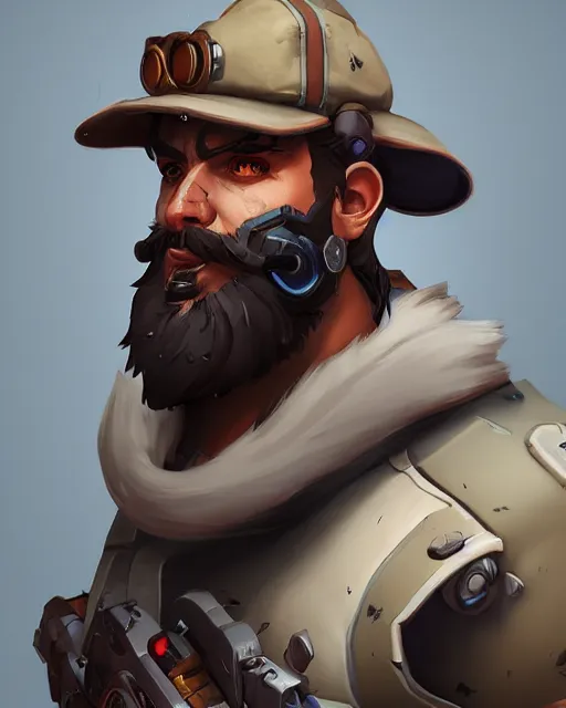 Image similar to overwatch concept art character portrait of a new character who is a post - apocalyptic bearded raider with warpaint, trending on artstation, cgsociety,