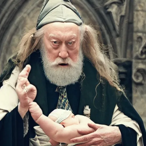 Image similar to dumbledore eating a baby