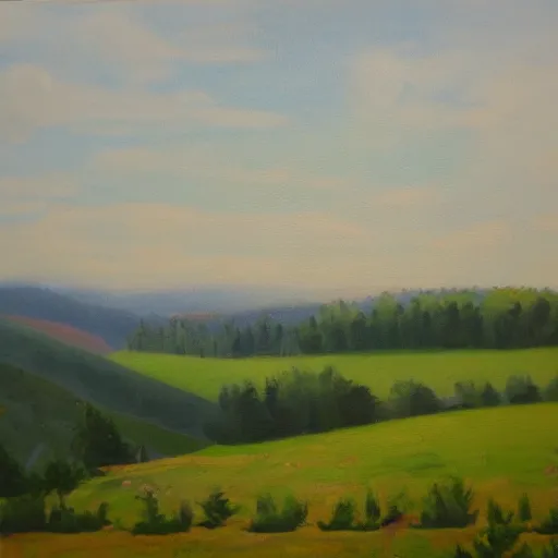 Prompt: professional landscape painting of the czech countryside