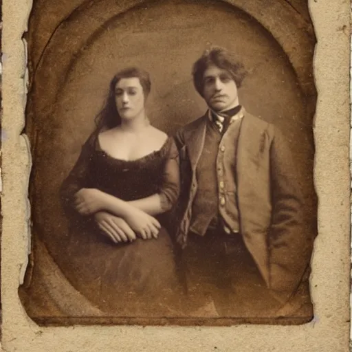 Image similar to Man and woman in love, longshot, daguerrotype