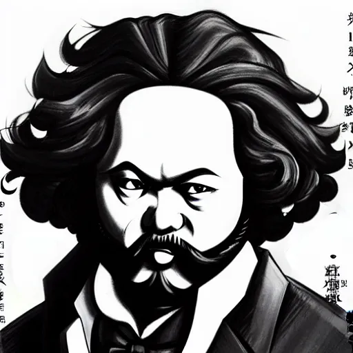 Image similar to beautiful amazing anime portrait painting of karl marx. by koyoharu gotouge, kohei horikoshi, tatsuya endo, satoshi kon