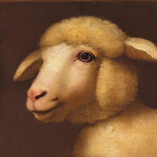 Prompt: renaissance portrait of a little lamb , Carvaggio, da Vinci, rembrandt