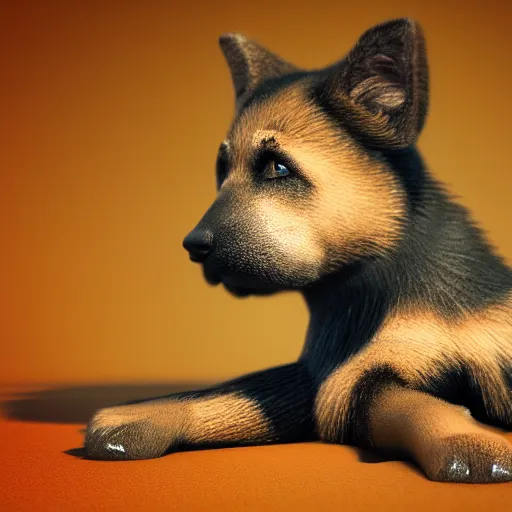 Image similar to my gsd puppy gets the zoomies, high energy, frenetic craziness, running, jumping, chasing, 3 d octane render, imax 7 0 mm, rtx,