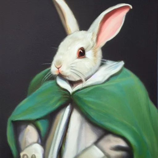 Image similar to a rabbit dressed as chopin, oil painting realistic,