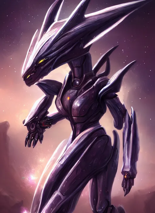 Image similar to cinematic shot, cosmic sized perfectly proportioned stunning beautiful hot anthropomorphic robot mecha female dragon, female dragon head, floating in empty space, nebula sized, larger than galaxies, holding a tiny galaxy, silver armor, epic proportions, epic size, epic scale, furry art, macro art, dragon art, giantess art, warframe fanart, furaffinity, deviantart