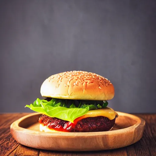 Image similar to hamburger with cheese running down bun, hyper realistic, award winning food photography