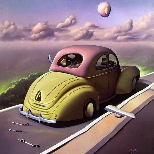 Image similar to a beautiful surrealist painting depicting being stuck in traffic. oil on canvas, 1 9 4 0. trending, high quality, high resolution, detailed