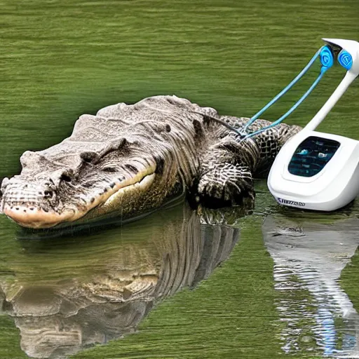 Image similar to electric toothbrush for crocodiles,