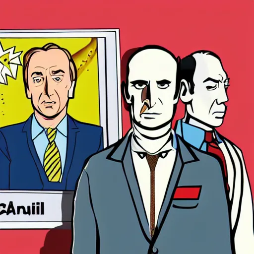 Image similar to better call saul, flat illustration